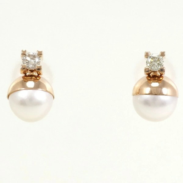 エステール K18PG ピアス パール(真珠) ダイヤ 総重量約1.3g ジュエリー 中古 17,731円