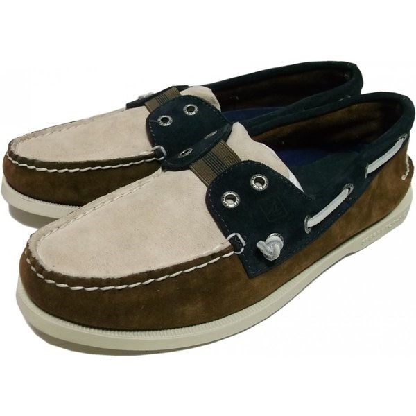 トップサイダー 本革製 レザー スエード デッキシューズ タン ネイビー SPERRY TOP SIDER TS5-010