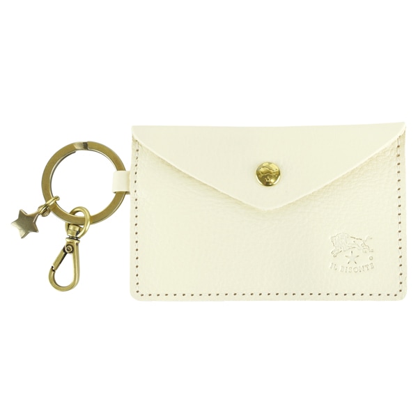 IL BISONTE イルビゾンテ KEY HOLDER キーリング付き　 カードケース　/SKH042 PV0001 WH176B/Bianco Latte