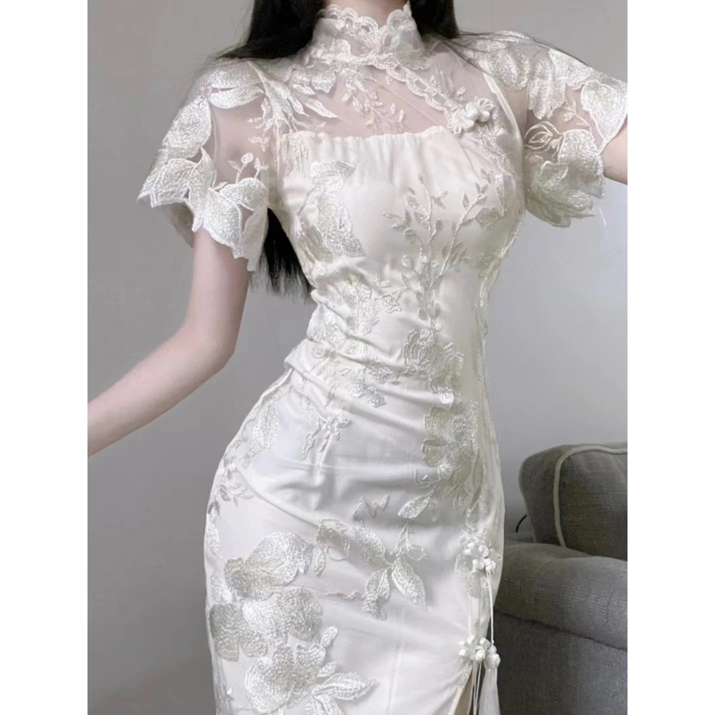 ロリータ 2023 新作 可愛い レディース 新中式 チャイナ 半袖 ワンピースサンタコスプレ