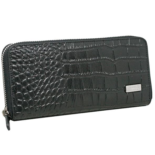 DANIEL&DOUGLAS ラウンドファスナー 長財布 DDW01-BKSV レザー ワニ型押し