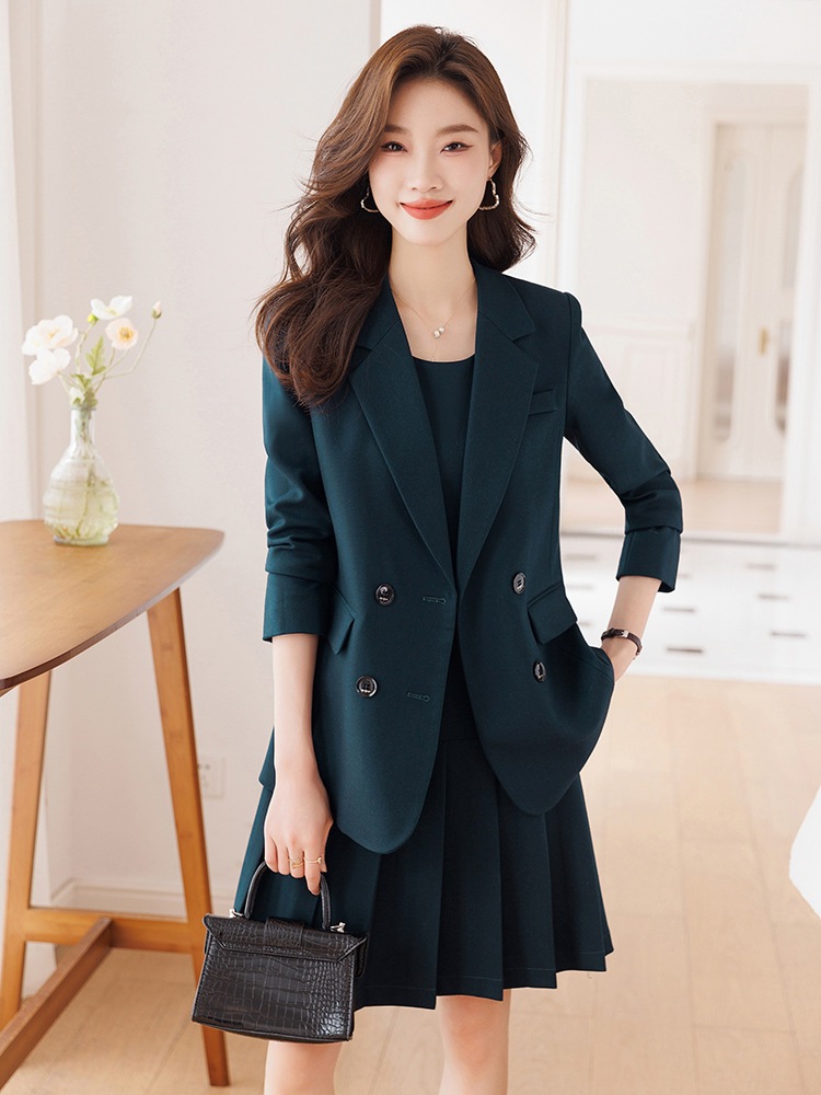2点セット ユニホームレディース ファッション 秋冬新作 ダブルブレストコートワンピースセット 高級感 通勤OL