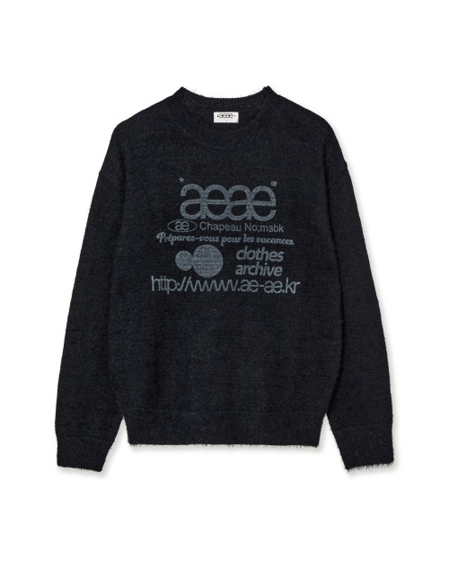 【AEAE】 WEB LOGO HAIRY KNIT [BLACK] 正規品
