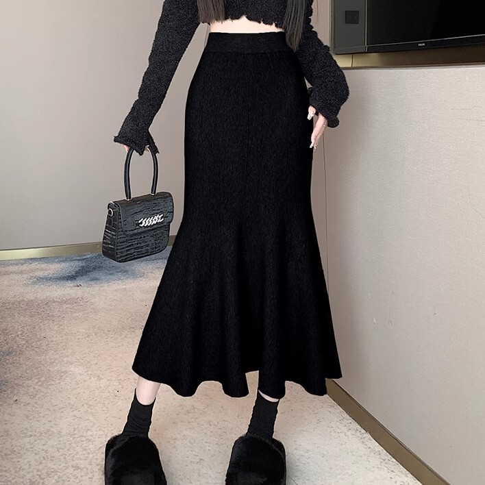 ワンステップ スカート ニットスカート ロング丈 フィッシュテール かわいい 大人可愛い きれいめ カジュアル 大人 上品 おしゃれ お洒落 かっこいい 大人女子 ラブリー キュート ガーリー 個性的