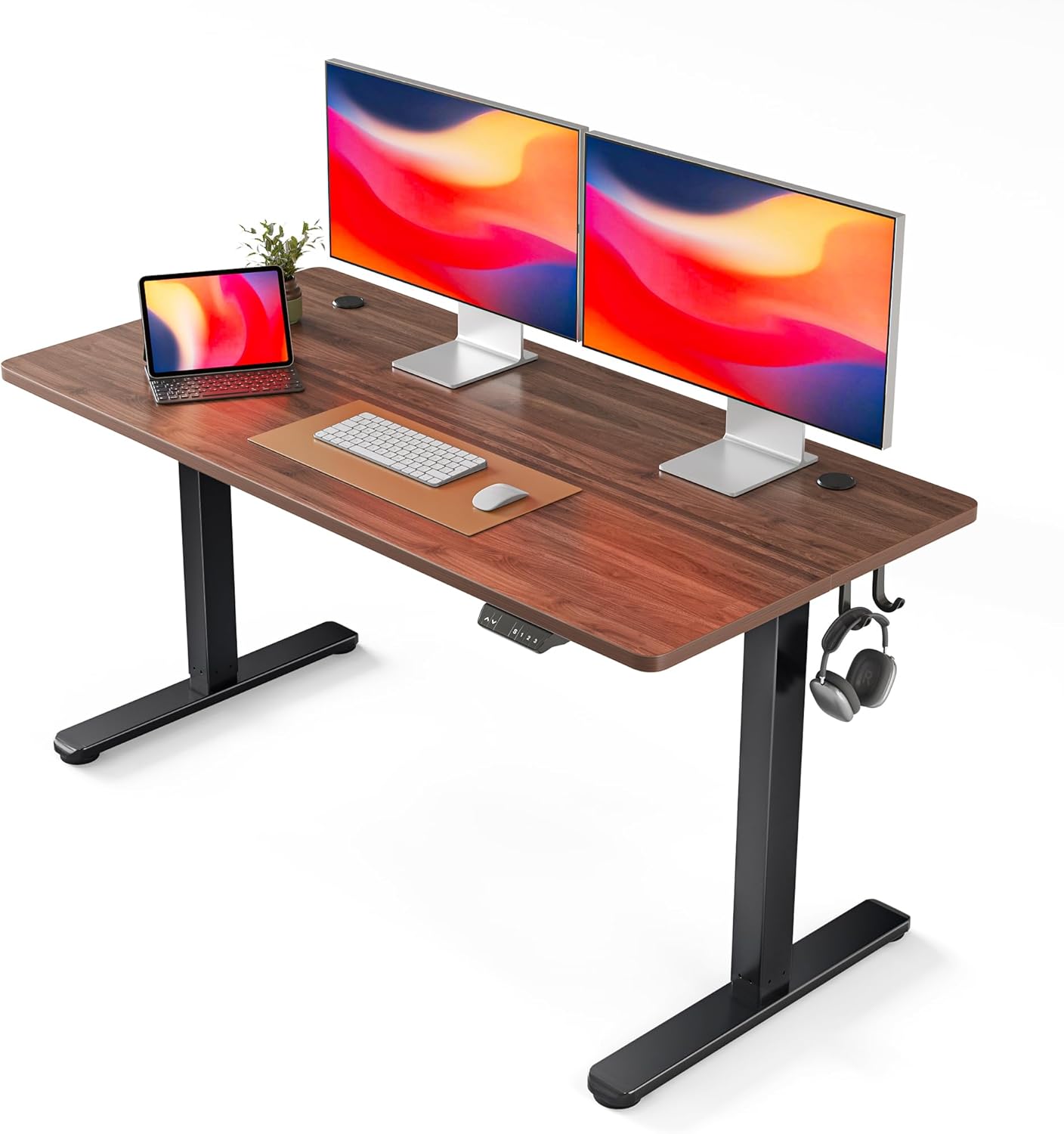 電動 昇降式デスク スタンディングデスク 幅140cm 奥行60cm 高さ72-117cm 上下昇降デスク 高さメモリー機能 静音 衝突検知 収納フック付き pc オフィスデスク ミーティングテーブル