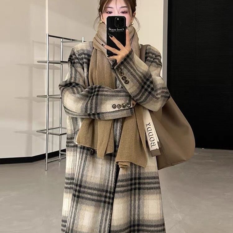 2023秋冬コットン入り厚手ロング丈ニーココートレディースニーハイジ高級感小柄ファーコートカレッジ風