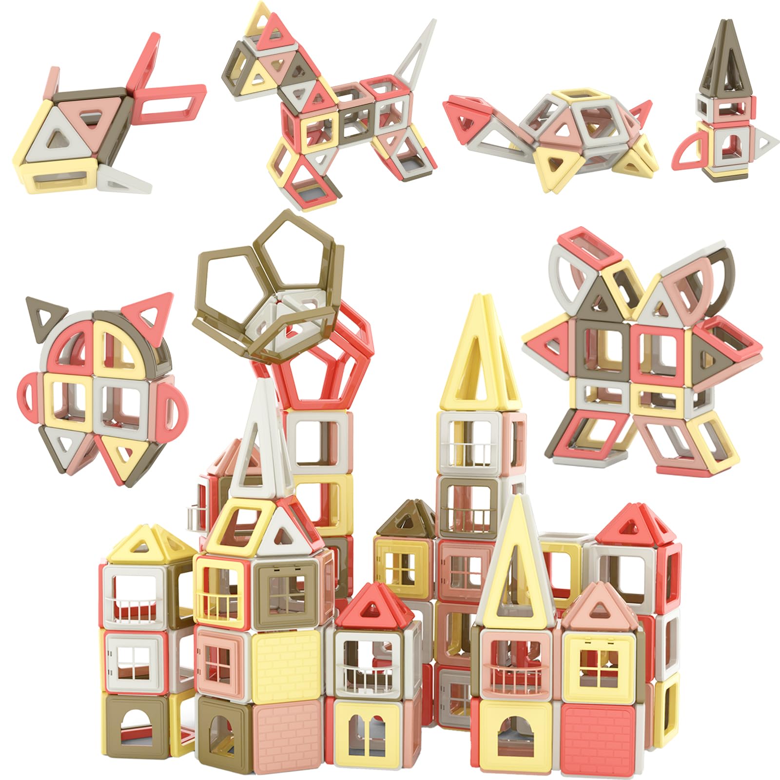 マグネットブロック 128pcs 磁気おもちゃ 女の子 おもちゃ マグネットおもちゃ 磁石ブロック 子供 知育玩具 幼児 男の子 磁石玩具 立体パズル ゲーム モデルDIY 積み木 25694