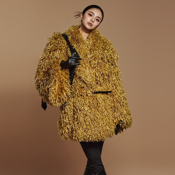 J9298 フリンジ ファー コート