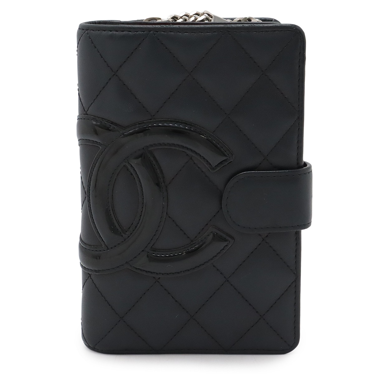 カンボンライン ココマーク 2つ折財布 二つ折り財布 ラウンドファスナー カーフ レザー エナメル ブラック ピンク A5008