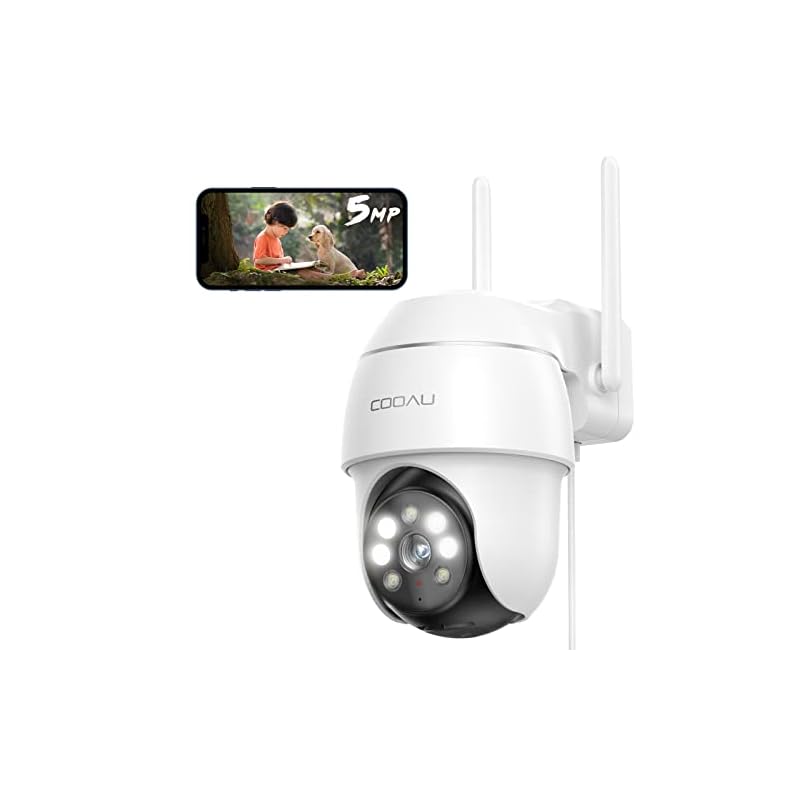 【迅速発送】【500万高画素 遠距離も超精細】COOAU 防犯カメラ 屋外 ワイヤレス/wifi 5MP/1944P 遠距離暗視 5dBiアンテナ H.265動画圧縮 夜間カラー撮影 監視カメラ パ