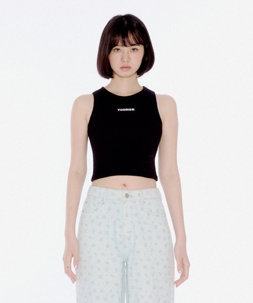 YOUHEE BASIC LOGO SLEEVELESS BLACK YHSLEB002BK