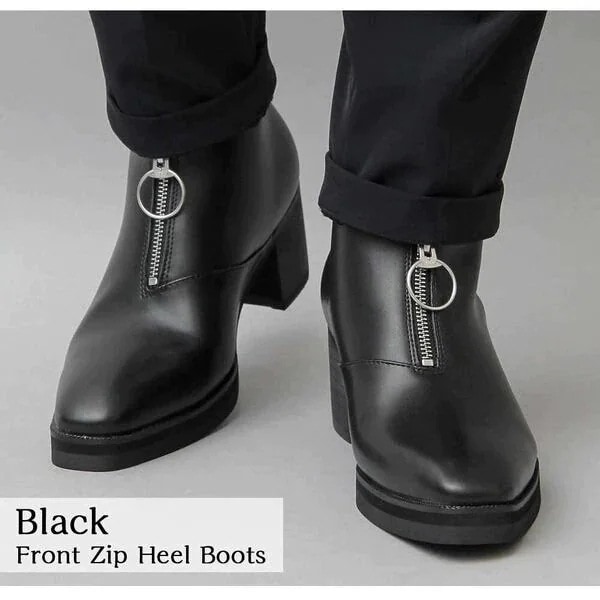 ブーツ メンズシューズ 紳士靴 メンズファッション 靴 ハイヒール メタルジップ ドレスブーツブーツ