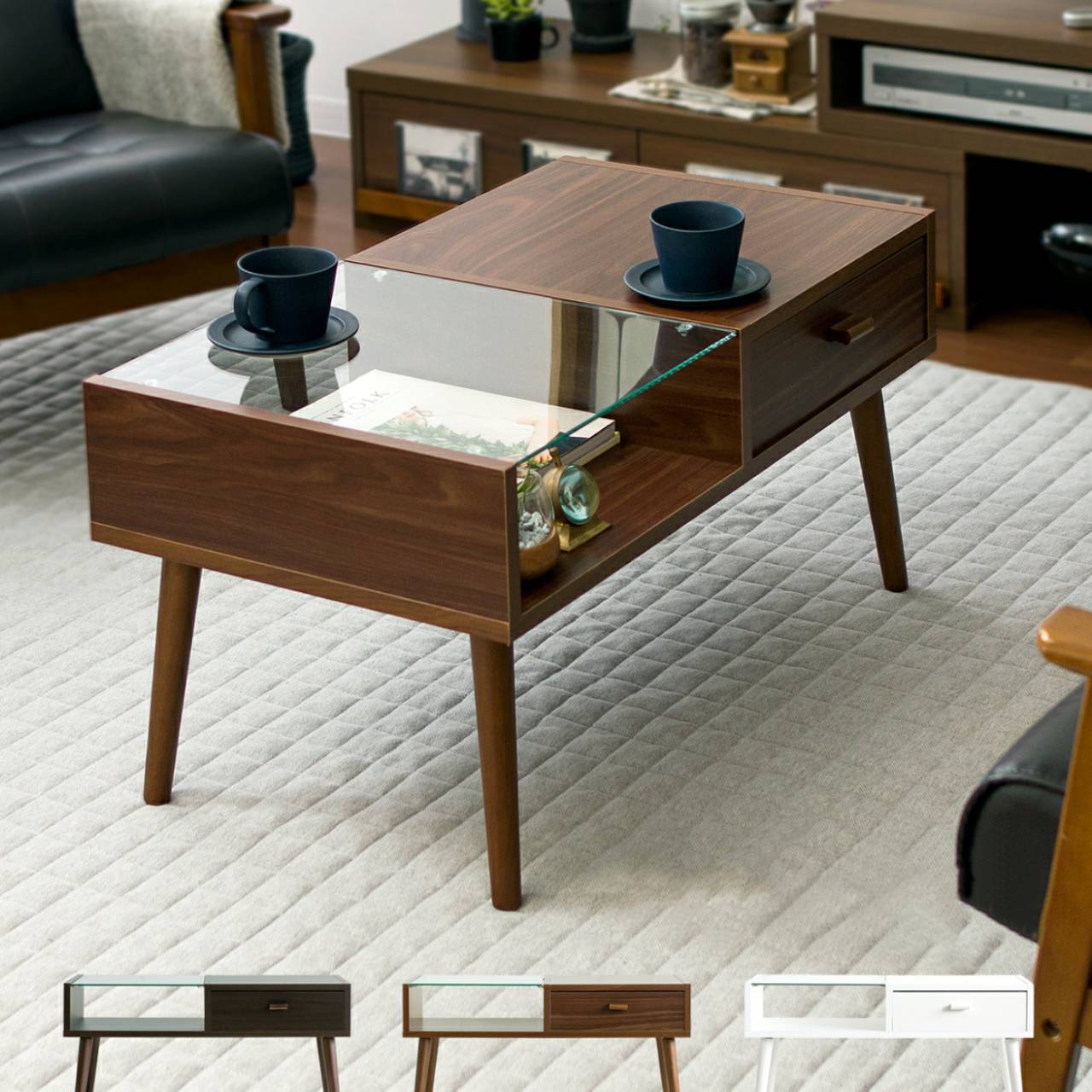 ガラステーブル ロータイプ センターテーブル おしゃれ 北欧 ORLEANS