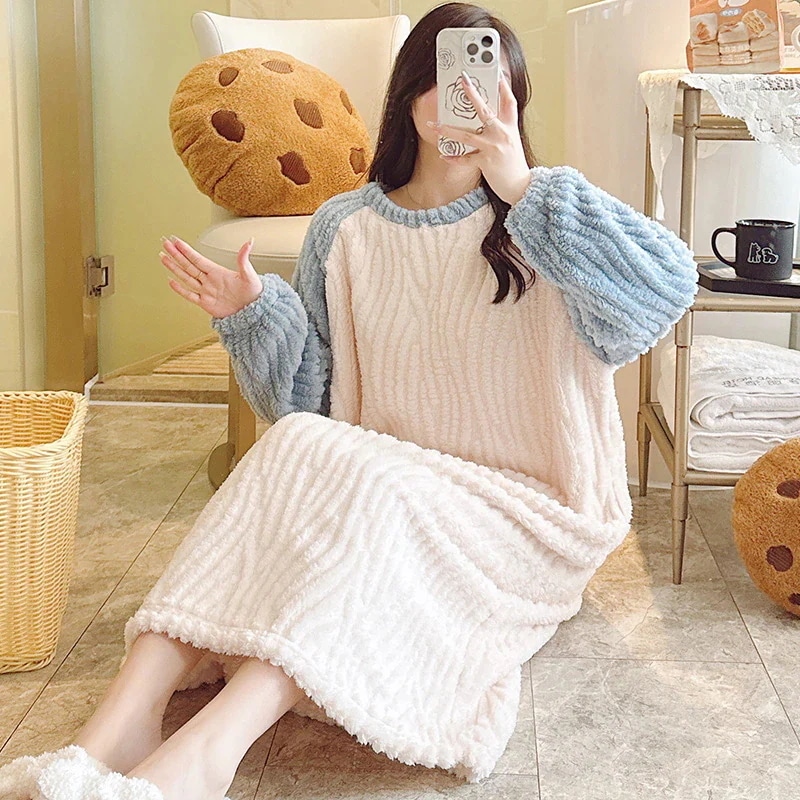 人气新作着ぐるみパジャマ 秋冬 サンゴの綿毛 かわいいパジャマ女性シンプルピュアカラージャカード部屋着 46aa458