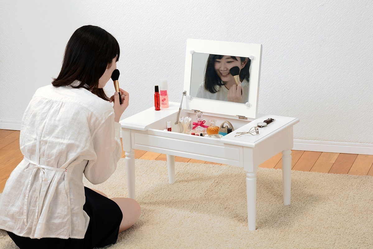 ドレッサー ドレッサーテーブル 化粧台 鏡台 おしゃれ ドレッサーデスク ミニドレッサー 白 ローテーブル ホワイト コスメテーブル かわいい