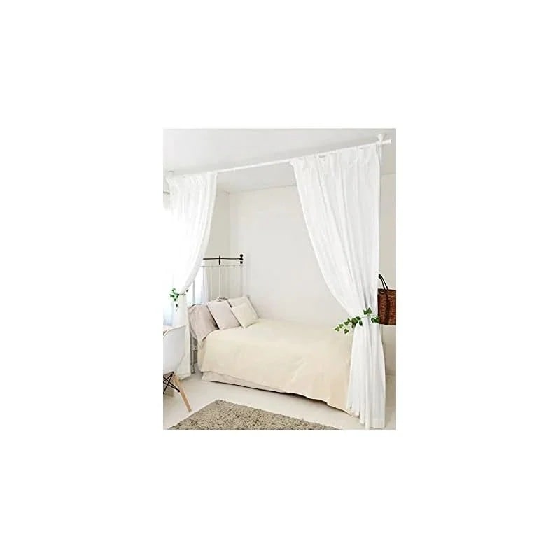 カーテンレール つっぱり式 (間仕切り) かんたん突っ張り カーテンリング/フック付 幅90-273奥行10高さ0-260cm パーテーション 組立品 マットホワイト WJC