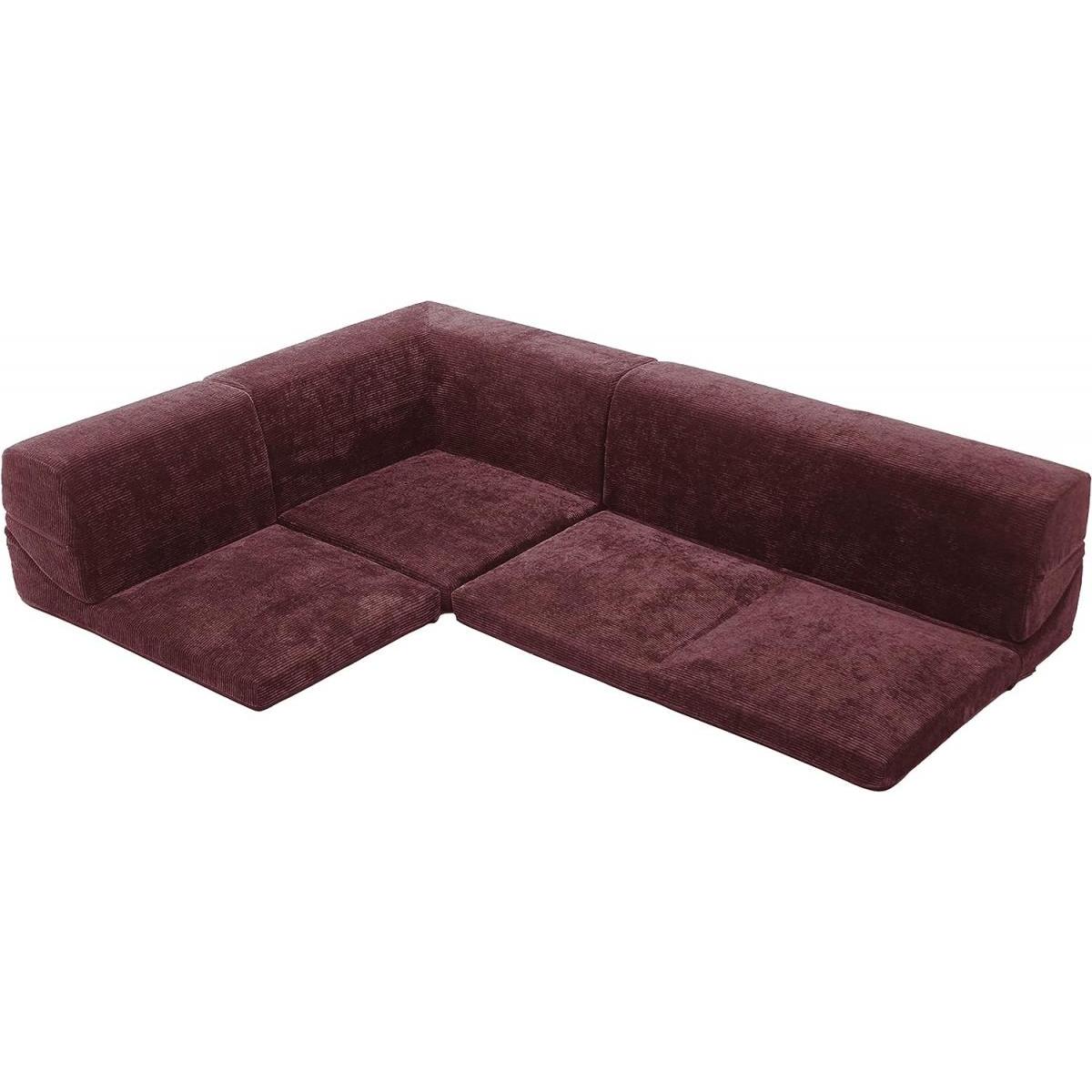 【I】セルタン(CELLUTANE) ローソファ IMONIA 3点セット ヴィンテージスタイル コーデュロイレッド　コーナーソファー 和楽 【受注生産品】【代引不可/沖 18,352円