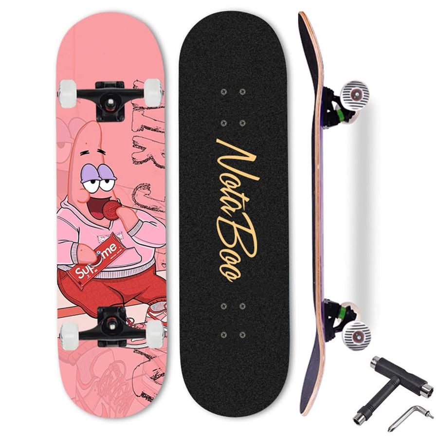 スケボー コンプリート セット スケートボード 完成品 かわいい おしゃれ 競技用スペック 初心者 上級者 子供 大人用 コンプリートデッキ スケートレンチ付き ロ