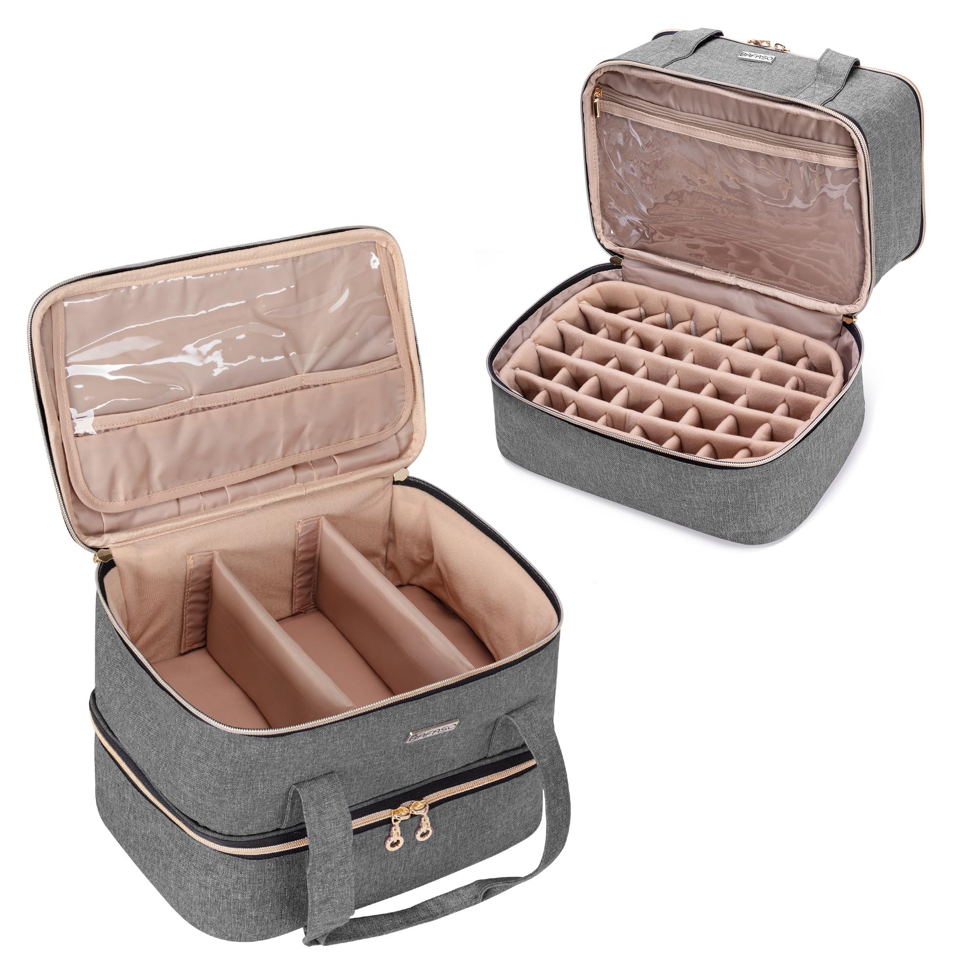 BAFASO マニキュアケース 40ボトル用（15ml） ネイルライト ネイル道具 収納 持ち運び グレー