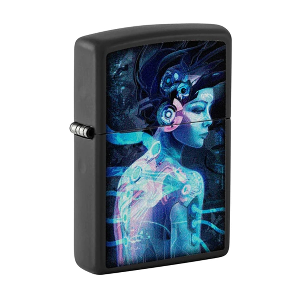 Zippo ジッポーライター誕プレおしゃれデザイン レギュラー 北米シリーズ 48517 BL Black Light Cyborg Woman 夜光