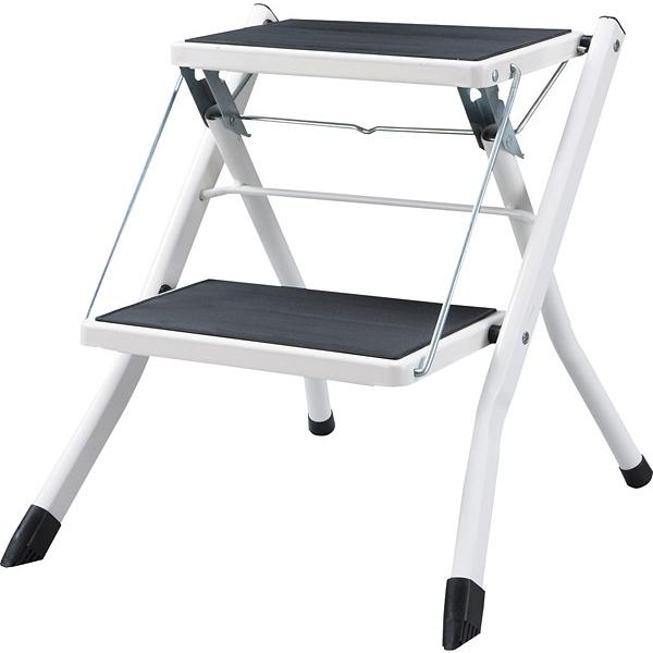 ステップ台 踏み台 折りたたみ 2段 白 ホワイト 赤 レッド 茶色 ブラウン スチール 金属