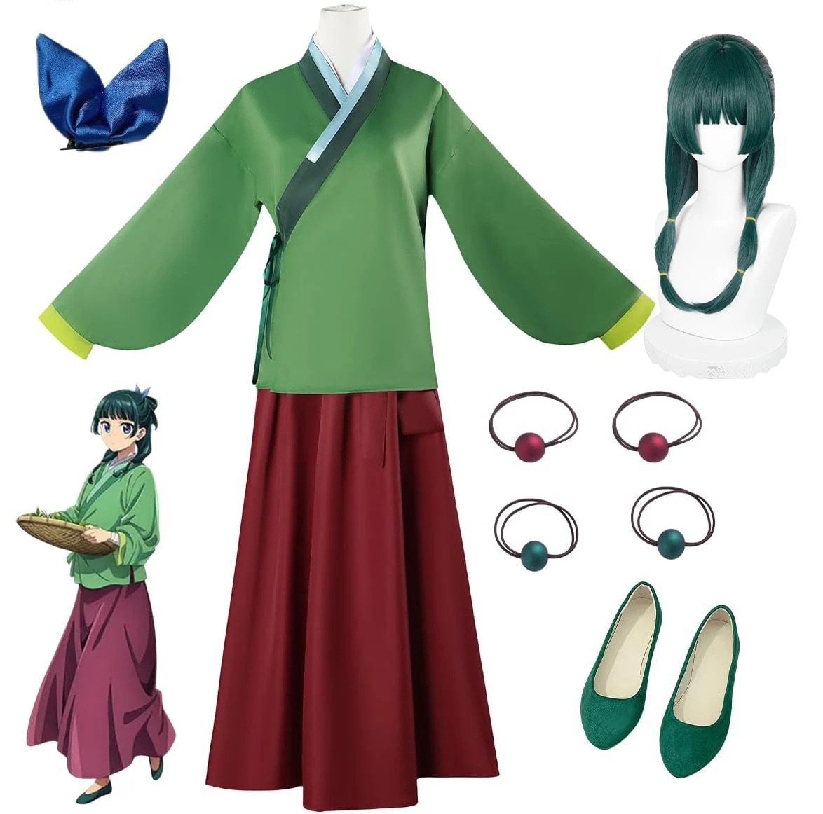 猫猫 マオマオ コスプレ衣装 薬屋のひとりごと 同人服 ウイッグ 靴 髪飾り付き イベント パーティー 変装 演出服 クリスマス パーティー
