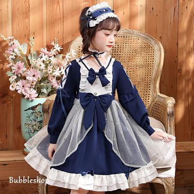 3点セット 子供ドレス ロリータ キッズ ワンピース ロリータ風ワンピ 女の子 メイド服 コスプレ コスチューム ギフト 裏起毛 クリスマス 髪飾り付き ロング丈人気SALE 4,847円