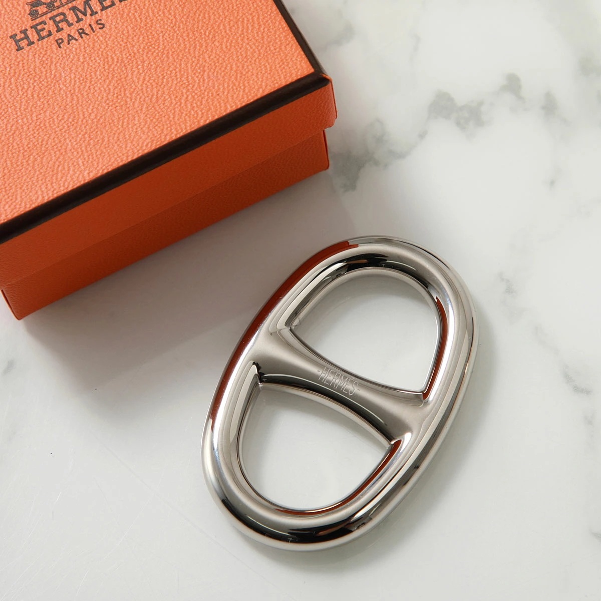 HERMES エルメス スカーフリング シェーヌダンクル Chaine dAncre H601373S レディース アンカーチェーン 90 ペンダントトップ メタル SV