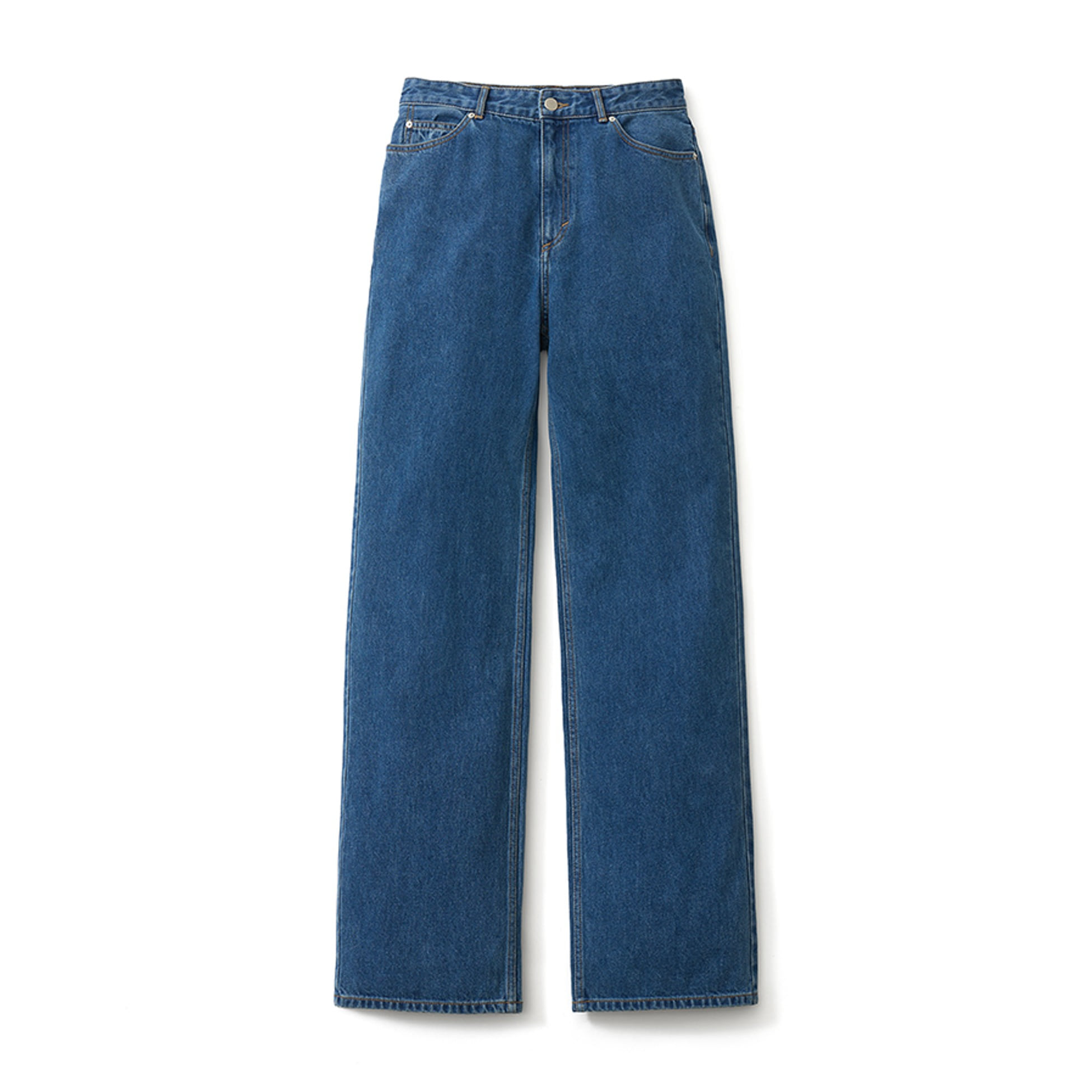 【POTTERY】 W STRAIGHT DENIM PANTS : MID BLUE