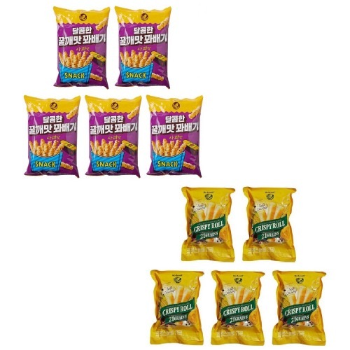 ノーブランドスウィートハチミツプレッツ200g x 5個+クリスピロール21曲220g x 5個学校事務所