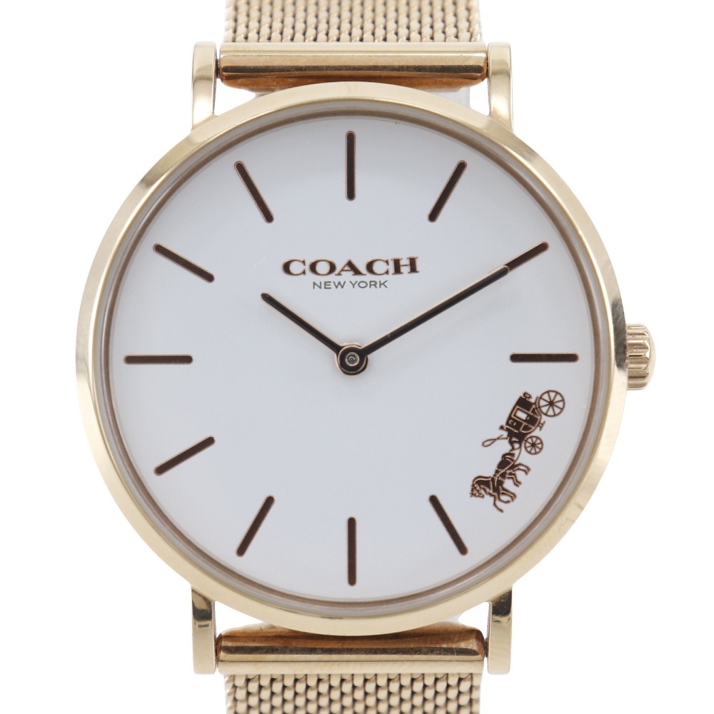 腕時計 ステンレススチール ホワイト クオーツ アナログ表示 レディース ホワイト文字盤 中古品