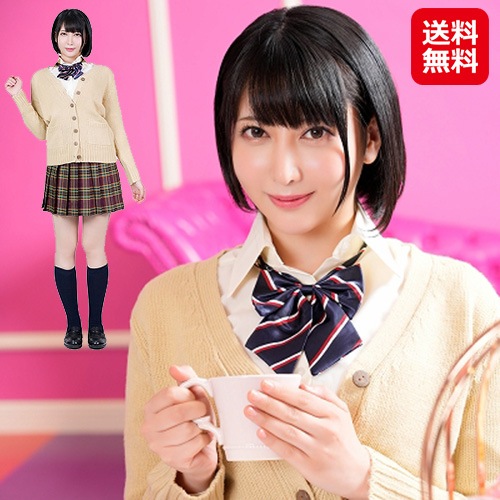 【人気ド定番制服コーデ（Mサイズ）女性用】制服 コスプレ レディース 制服 セット カーディガン ベージュ ワイシャツ ブラウス リボン ミニスカート 学生服 女