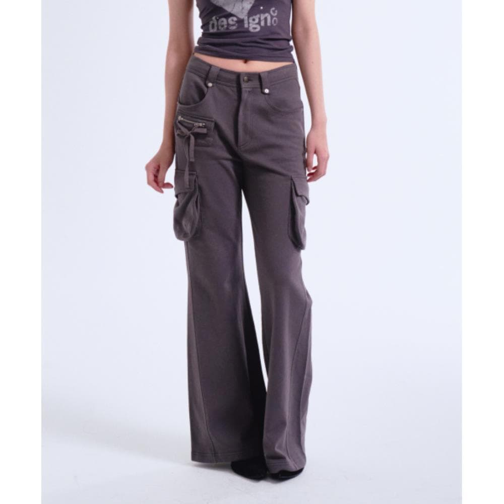 PRENDA BOOTS CUT CARGO POCKET PANTS CHARCOAL PRTVSUPT13W