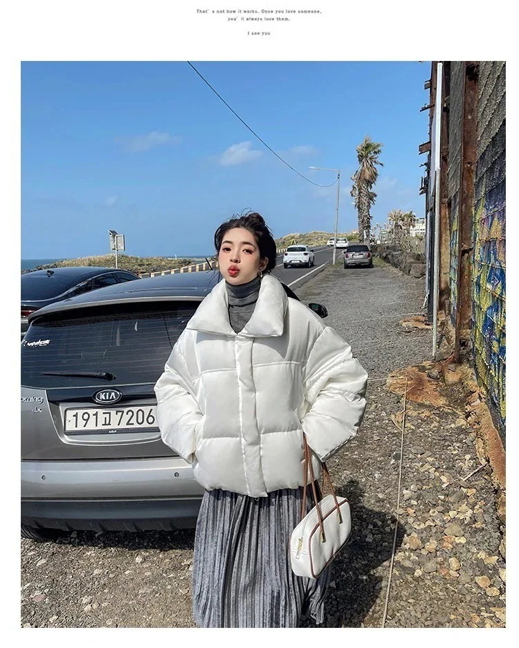 気質カジュアル百合開襟綿入れコート女性2024年冬新型韓国版羽毛綿入れ女性 ショート コットンジャケット