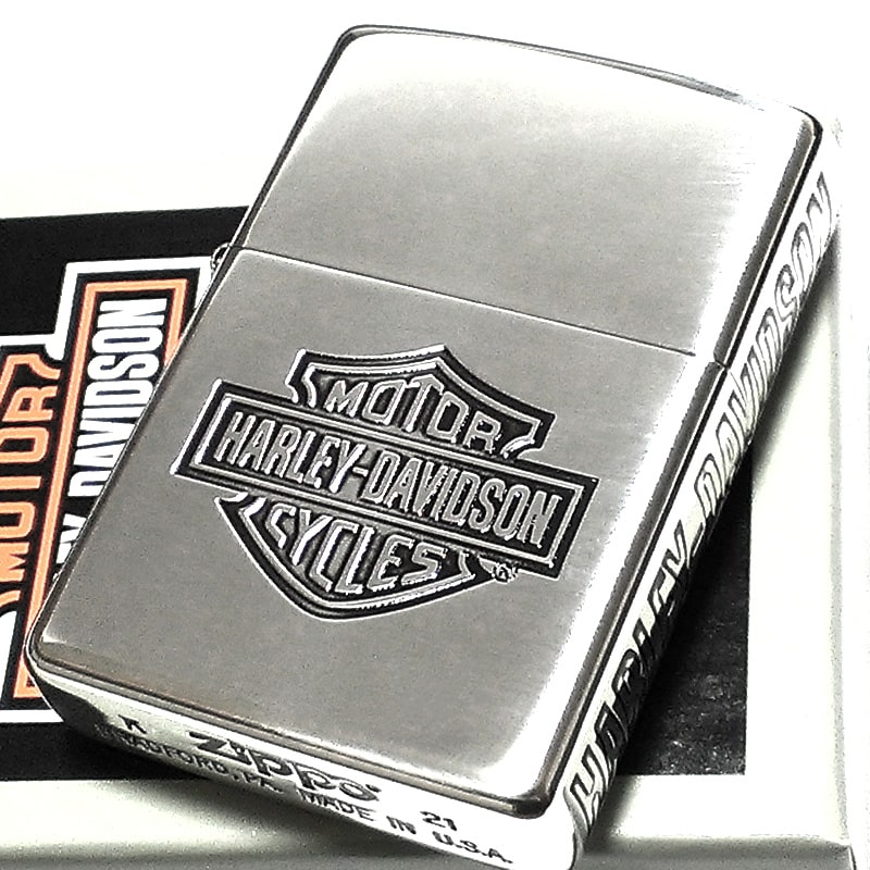 ZIPPO ハーレー ダビッドソン ロゴデザイン サイド彫刻 シルバー かっこいい ジッポライター 渋い 銀 おしゃれ シンプル メンズ プレゼント ギフト