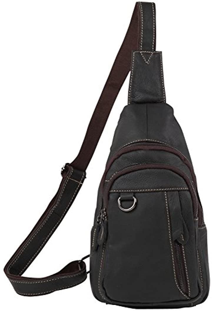 斜めがけ ボディバッグ ワンショルダーバッグ メンズ 本革 レザー(ブラック)