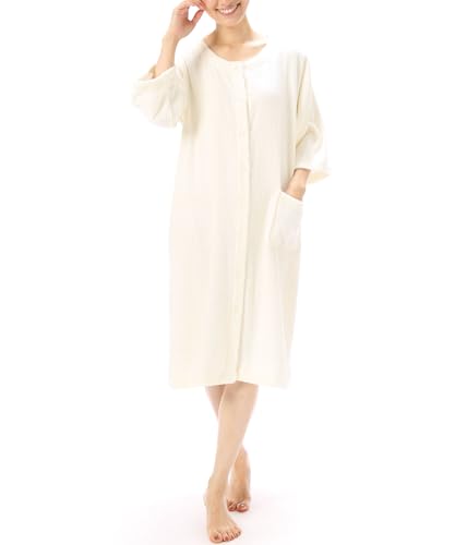 [ニシキ] バスローブ レディース 綿100％ タオル生地 ワンピースタイプ 前開きボタン 全開 ポケット付き room (ｱｲﾎﾞﾘｰ/ML/72333) 4,791円