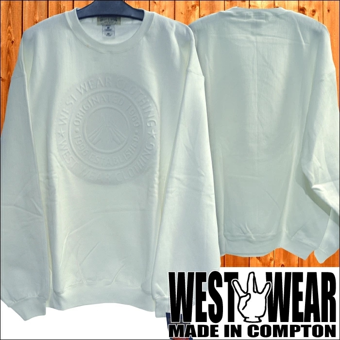 WEST WEAR メンズ スエット サークル ロゴ ホワイト ウエストウェアー Compton コンプトン ストリート スタイル HIPHOP ウェアー B系 服 ヒップホップ ダンス 西海岸 ウエ
