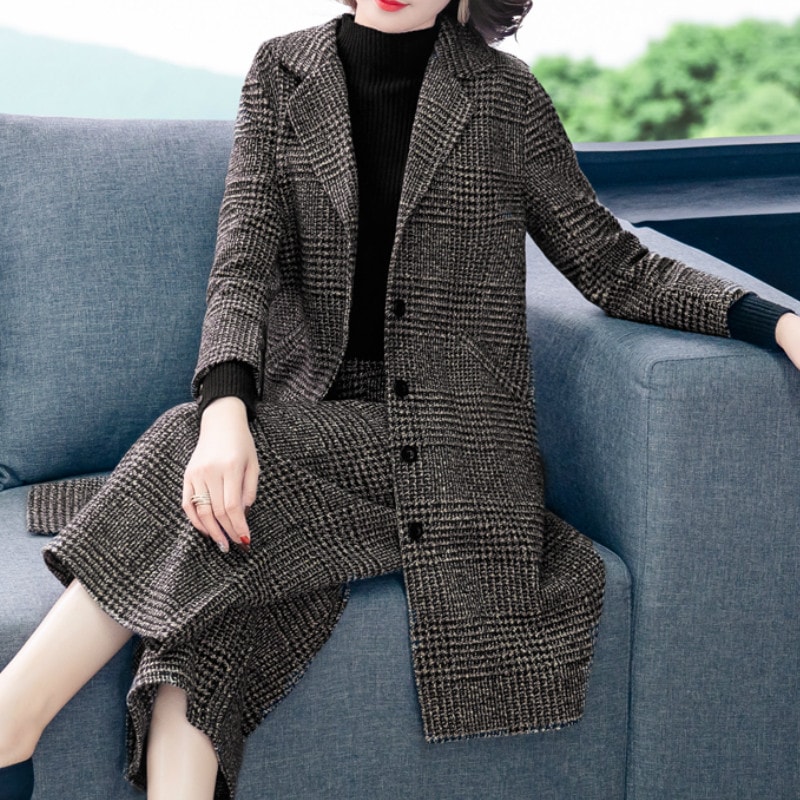 かわいい G0k0319レディーススーツジャケットセットツーピース毛織春秋冬 セットアップ カラー Check Colson Ctb Be