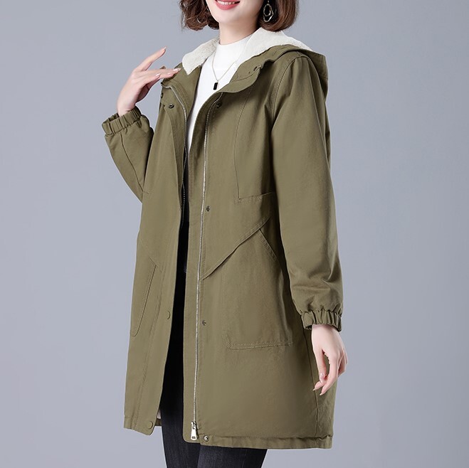 起毛裏地 斜め切替え 中綿コート パデットコート アウター コート モッズコート風 上着 膝上丈 ミディアム丈 チュニック丈 長袖 袖口ゴム フード付き 切り替えデザイン 前ファスナー 異素材MIX