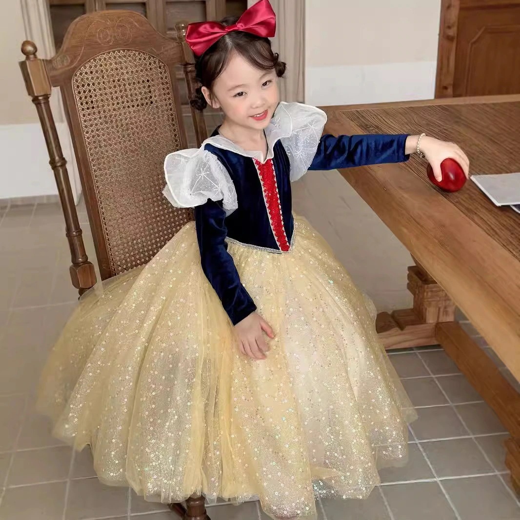 2024新入荷 子供服ガールズ秋と冬の漫画白雪姫プリンセスメッシュプリンセスドレス誕生日ドレスドレス 5,814円