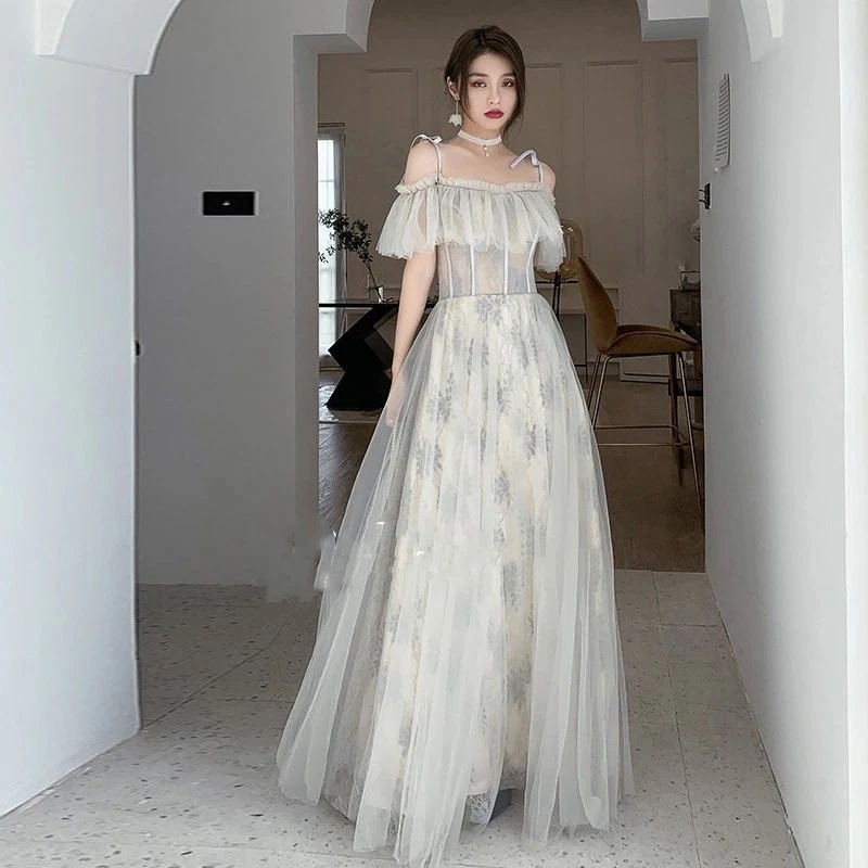 ウェディングドレスプリンセスドレスマキシ丈ロングドレス花嫁ドレスワンピース飲み会結婚式披露宴演奏会用パーティーキレイめ上品司会