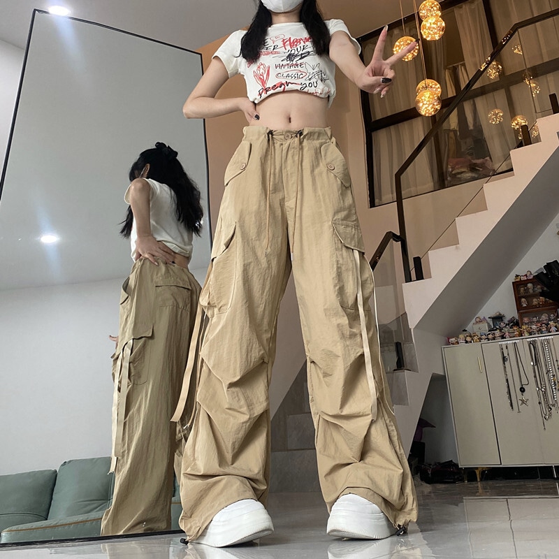 レディース ボトムス ロングパンツ ワイドパンツ ワイドレッグパンツ ロング ストレート ストリート ファスナー ポケット ハイウエスト 薄手 速乾 かわいい 大人可愛い カジュアル おしゃれ
