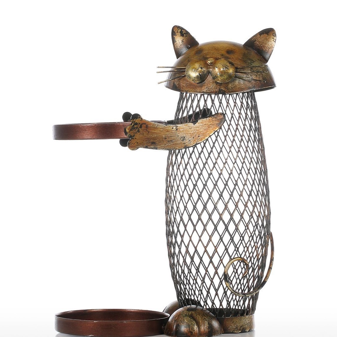 猫 キャット ワインラック ボトルホルダー おしゃれ 可愛い 一本 収納 バスケット アイアン キッチン リビング プレゼント 記念 お祝い