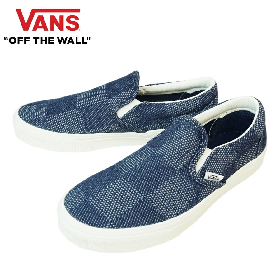 VANS スニーカーVANS ヴァンズ バンズ【箱なし】CLASSIC SLIP ON スリッポン スリップオンDENIM CHECK NAVY デニム チェッ