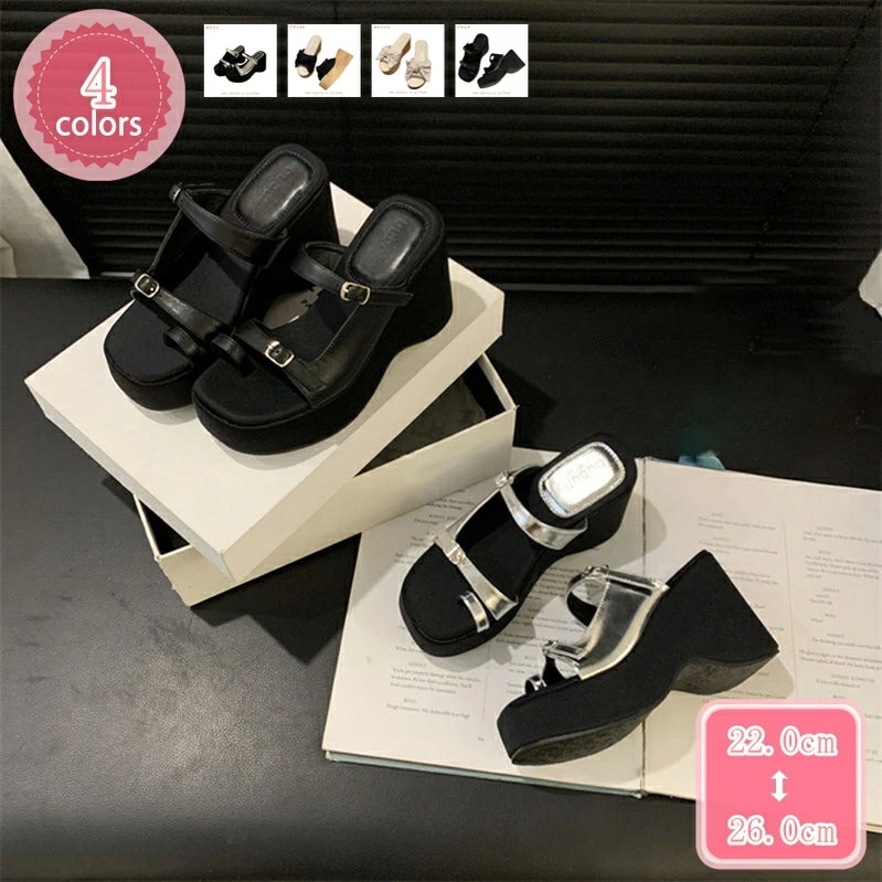 777円OFFクーポン サンダル レディース 歩きやすい 旅行 厚底 ウェッジソール ミュール サボ 7cm/10cmヒール 白 黒 コンフォートサンダル サボサンダル レディーズ オープントゥ フラ