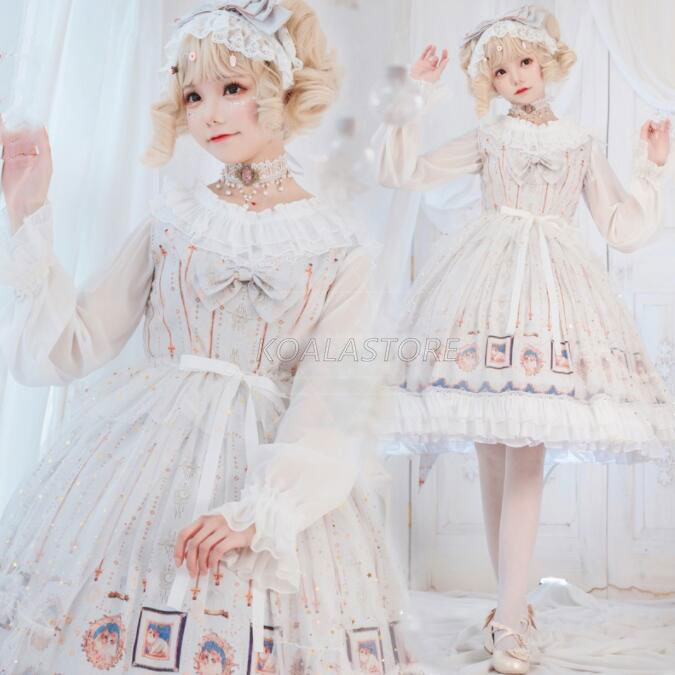 ロリータワンピース 可愛いロリータ服 ジャンパースカート 甘ロリータ 甘ロリ お姫様ワンピース プリンセスドレス 華やか 華麗ドレス Lolita 可愛い ワンピース プリント柄 大人コスチューム