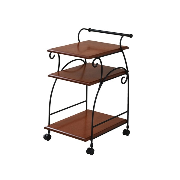 ヨーロッパ風 ロートアイアンキッチンワゴン キャスター 付き IRI-0054-BK ブラック