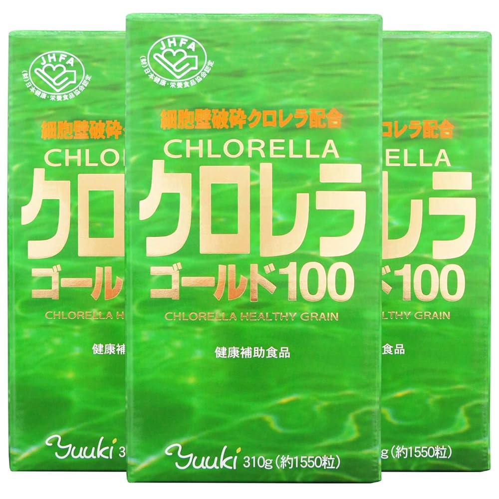 ユウキ製薬 クロレラ ゴールド 3個セット 153-309日分 約1550粒 サプリ 細胞壁破砕 100％