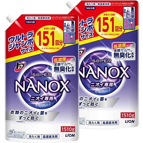 【まとめ買い 大容量】 トップ ナノックス(NANOX) トップ スーパーナノックス ニオイ専用 プレミアム抗菌処方 部屋干し 洗剤 蛍光剤無配合 洗濯洗剤 液体 詰め替え ウルトラジャンボ1510g